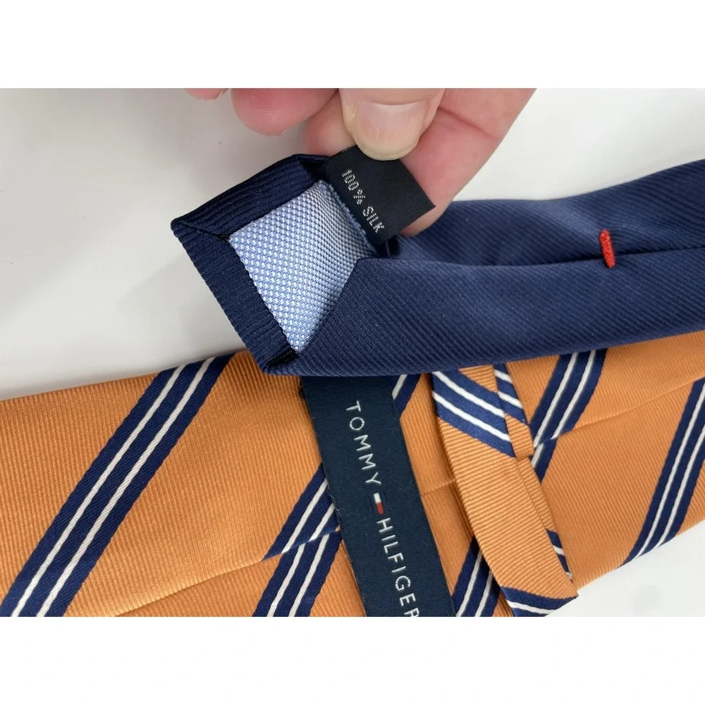 Tommy Hilfiger Orange White Blue Stripe 3.25